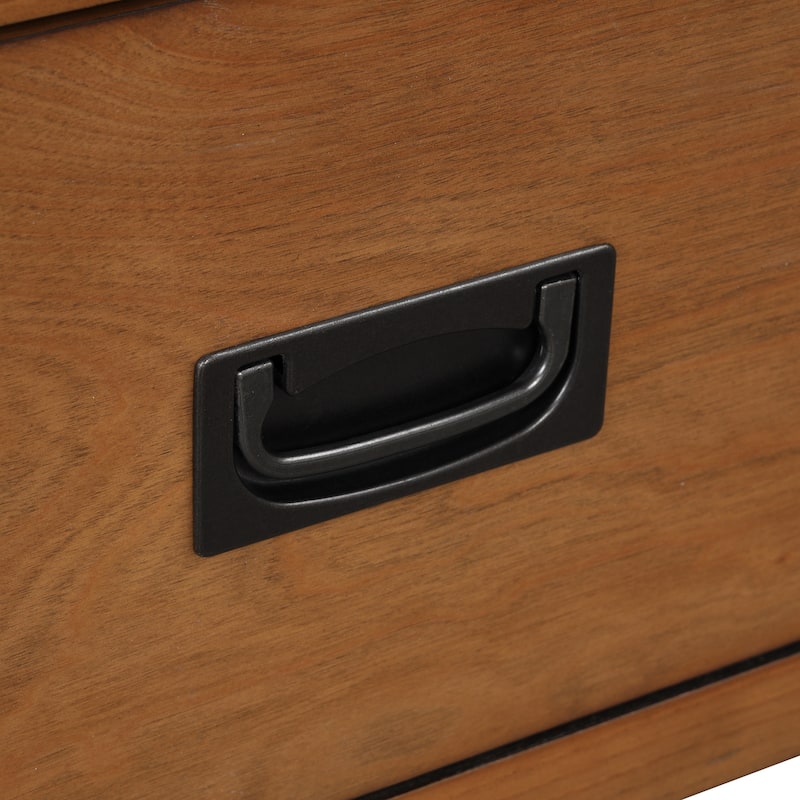 Anmytek Farmhouse Pine Wood Console Table with 4 Drawers and Storage Shelf for Entryway Brown