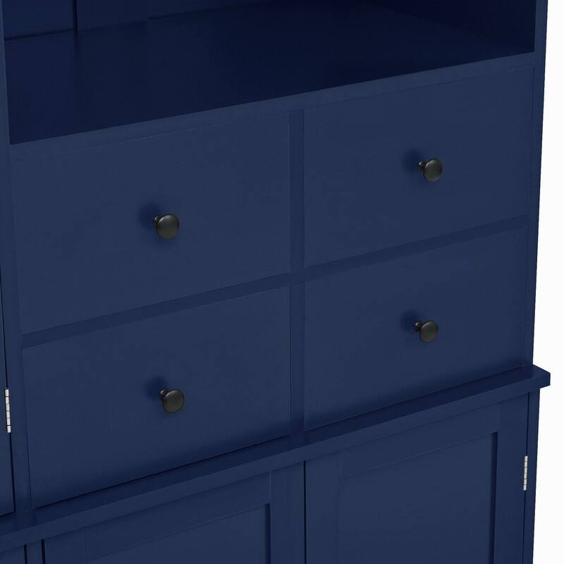 75" Freestanding Buffet with Hutch, Tall Kitchen Pantry Cabinet with Drawers, Shelves and Pull-out Trays for Maximized Storage