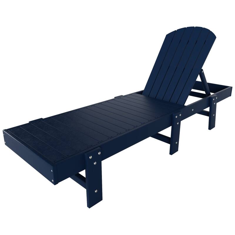 Altura Armless Poly Eco-Friendly All Weather Reclining Chaise Lounge with Side Table Set (3-Piece Set)