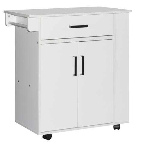 Shelby Rolling Kitchen Cart with Storage Cabinet - N/A