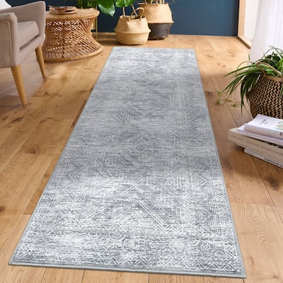 Vintage Geometric Living Room Rug Washable Indoor Bedroom Rugs Non Slip Low Pile Area Rug