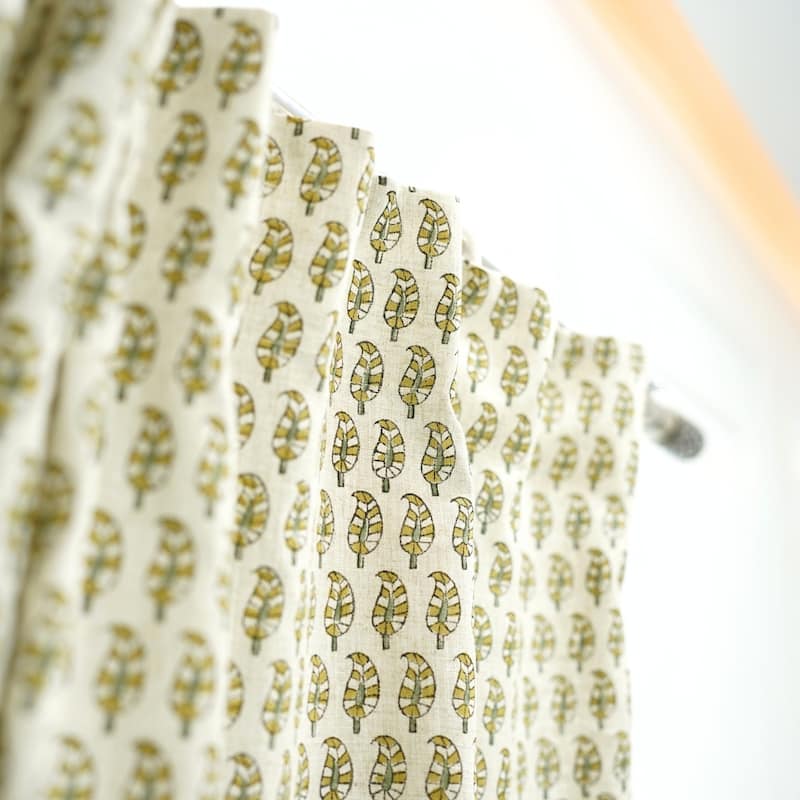 Fabdivine Handmade Floral Block Print Window or Door Room Décor Viscose Linen Curtain