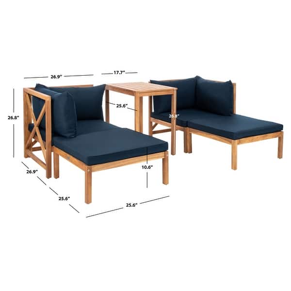 dimension image slide 2 of 4, SAFAVIEH Outdoor Living Ronson 5 Pc Sectional Set - 26.9 x 26.9 x 26.8