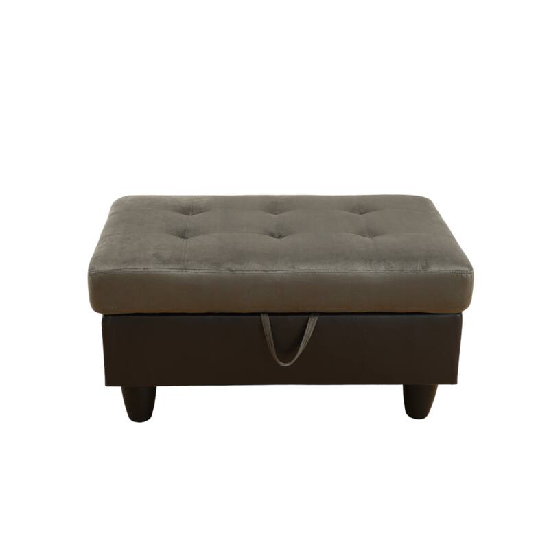 KISRAIS 34" Wide Upholstered Storage Ottoman - Taupe Flannel