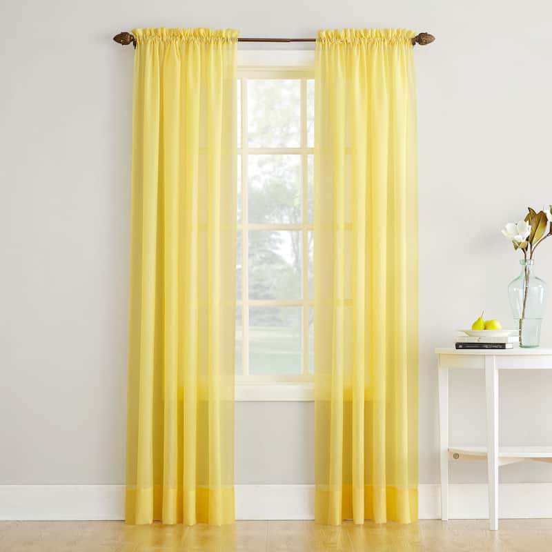 No. 918 Erica Sheer Crushed Voile Single Curtain Panel, Single Panel - 51 x 84 - Yellow