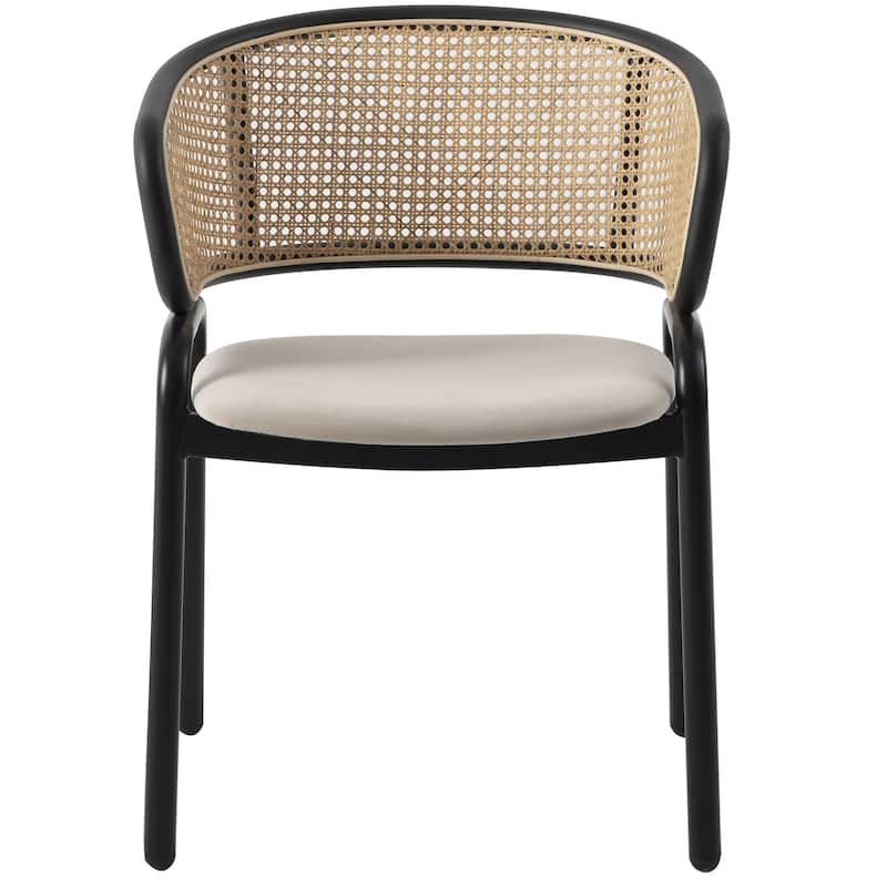 Ervilla Modern Mid-Century Velvet Upholstery Powder-Coated Steel Legs Dining Armchair with Plastic Floor Protectors