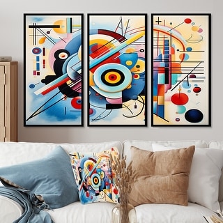 Designart - Mid-century Symphony Blue Jazz II - Abstract Geometric
