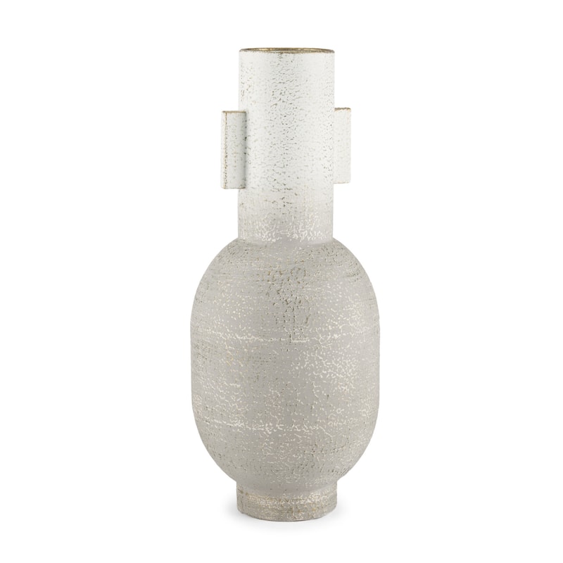 16" Off White And Gold Metal Table Vase - 6.30