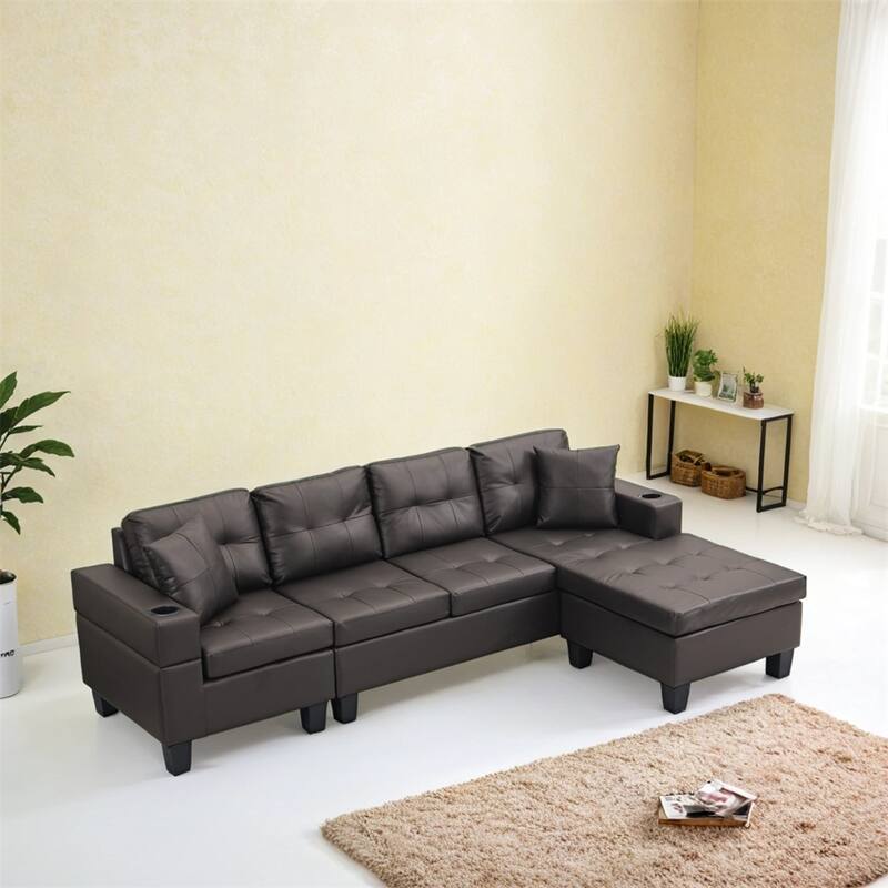 Sectional Sofa Set for Living Room w/L Shape Chaise Lounge,Cup Holder