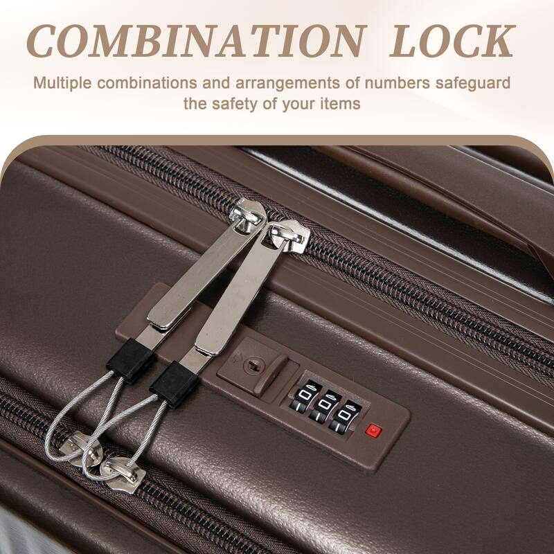 14"/20" 2 pcs/set in ABS Spinner Wheel Luggage, with Combination Lock and Front Opening Design, 14" Cosmetic Case