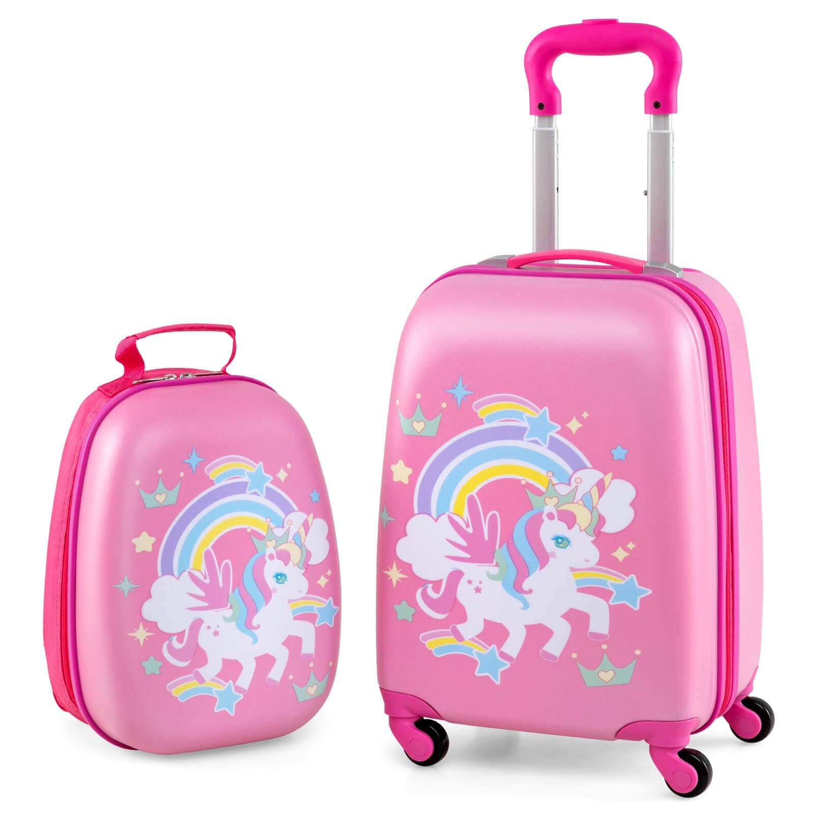 Costway 2PC Kids Carry On Luggage Set 12" Backpack and 16" Rolling - See Details