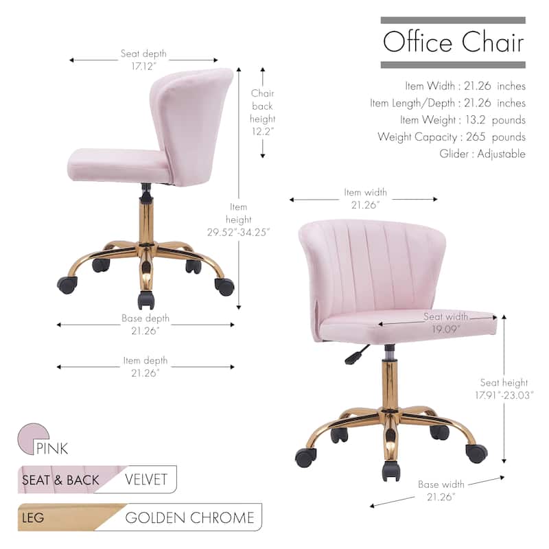 Porthos Home Rye Velvet Office Chair with Gold Chrome Legs