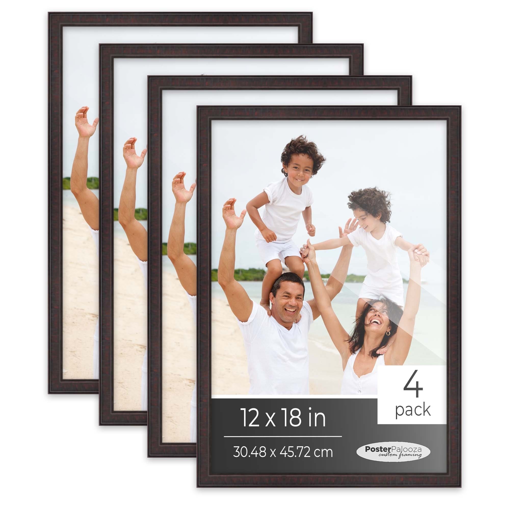 DesignOvation Gallery Wood Photo Frame Set for Customizable Wall Display Pack of 4 11x14 Matted to 8x10 Gray