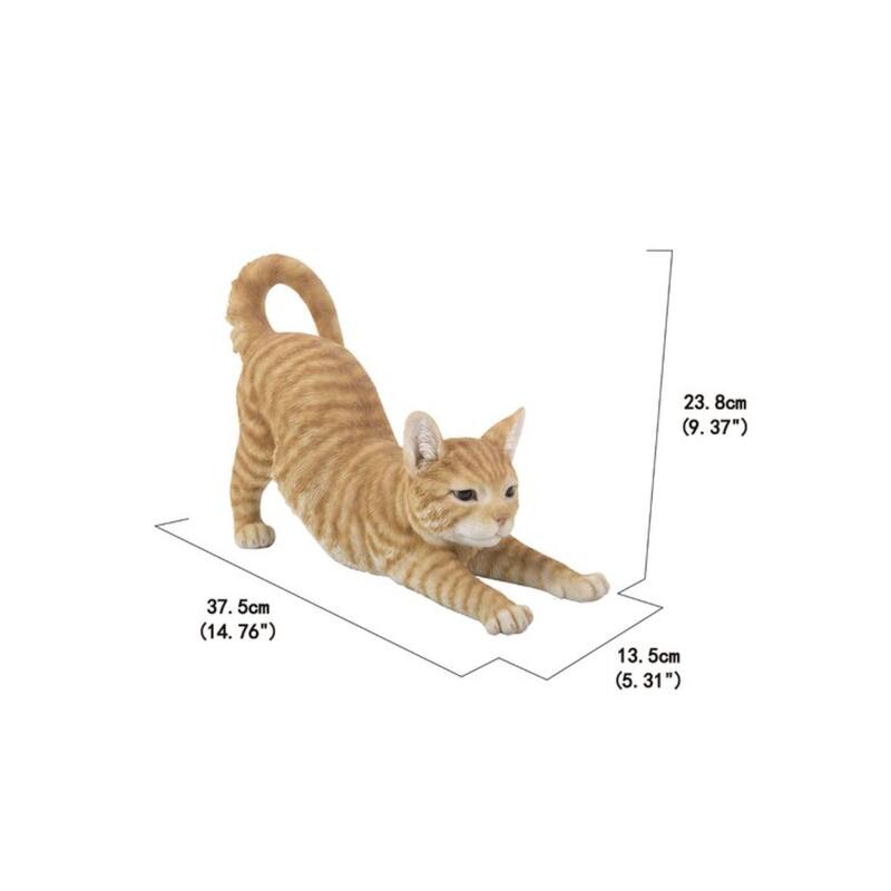 14.75" Tabby Cat Stretching Outdoor Garden Statue