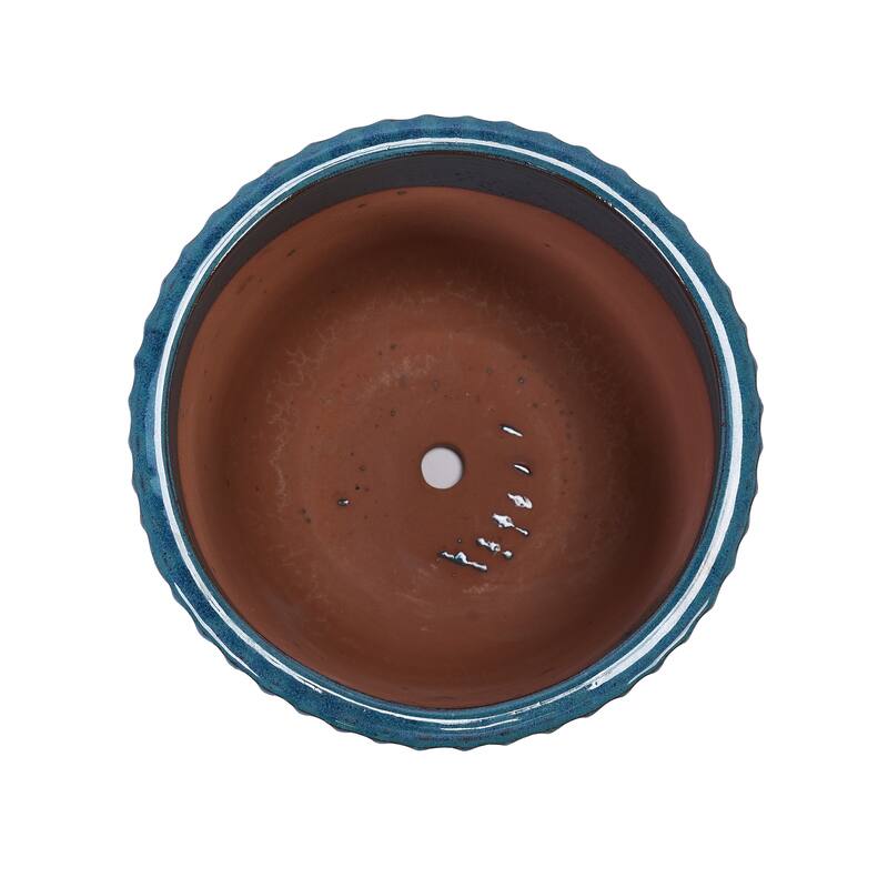 Glossy Ribbed Handmade Ceramic Planter Pot, for Succulents and Herbs