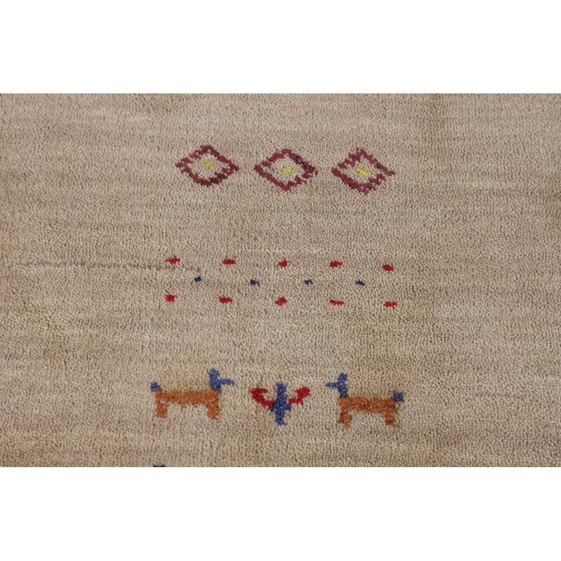 Little Animals Gabbeh Indian Area Rug Handmade Wool Carpet - 6'7"x 9'8"