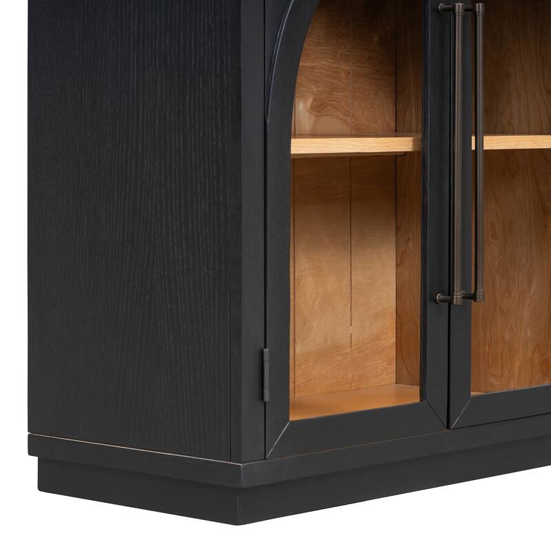 Kitchen Sideboard with Arched Glass Doors and Adjustable Shelves