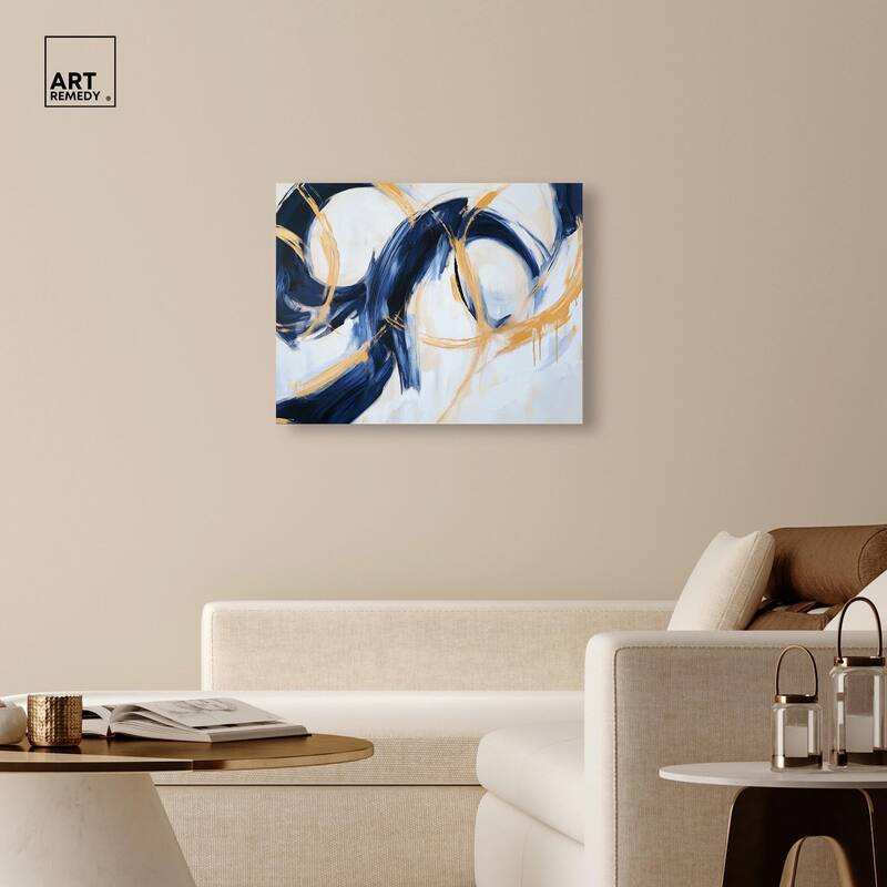 Navy and Gold Rings I Canvas by Art Remedy, Gallery Wrapped