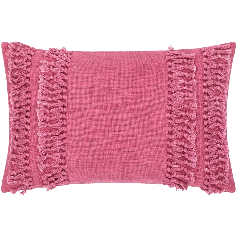 Miloh Tassel Fringe Accent Throw Pillow - Purple - 14"H x 22"W - Down