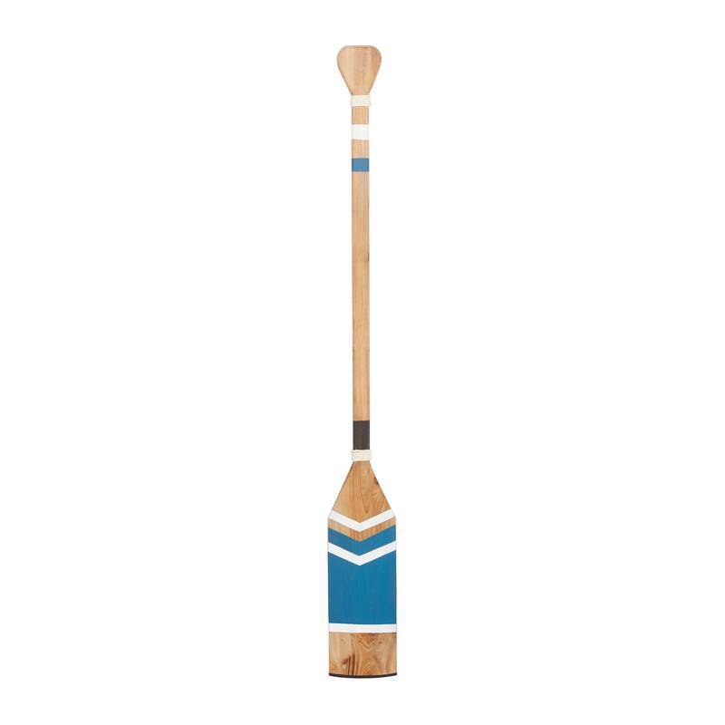 Blue Wood Novelty Canoe Oar Paddle Home Wall Decor with Arrow Design and Rope Detail