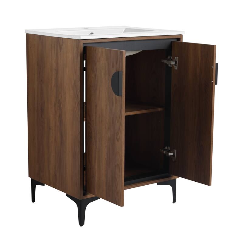 30-Inch Bathroom Vanity with Double Doors, Engineered Wood Cabinet, Floor-to-Ceiling Design, Ample Storage Space