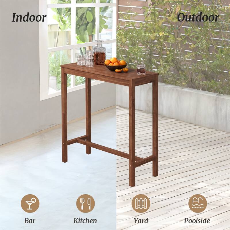 38 in. Outdoor 3-Piece Patio Bar Set with Rectangular Patio Bar Table and Counter Height Bar Stools