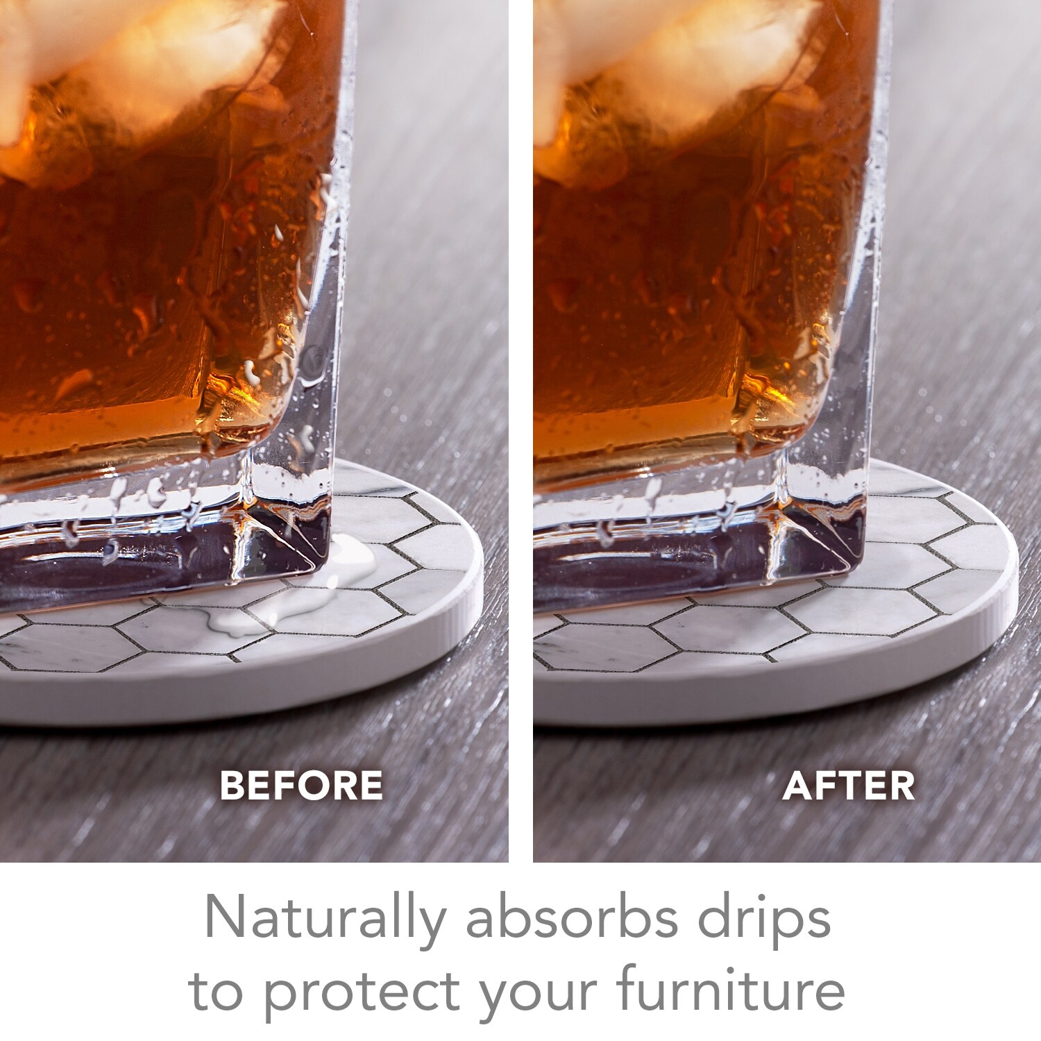 Absorbent Stone Beverage Coasters Set of 4 Carrara Hexagon Multi 171 On Sale Bed Bath Beyond 33325079