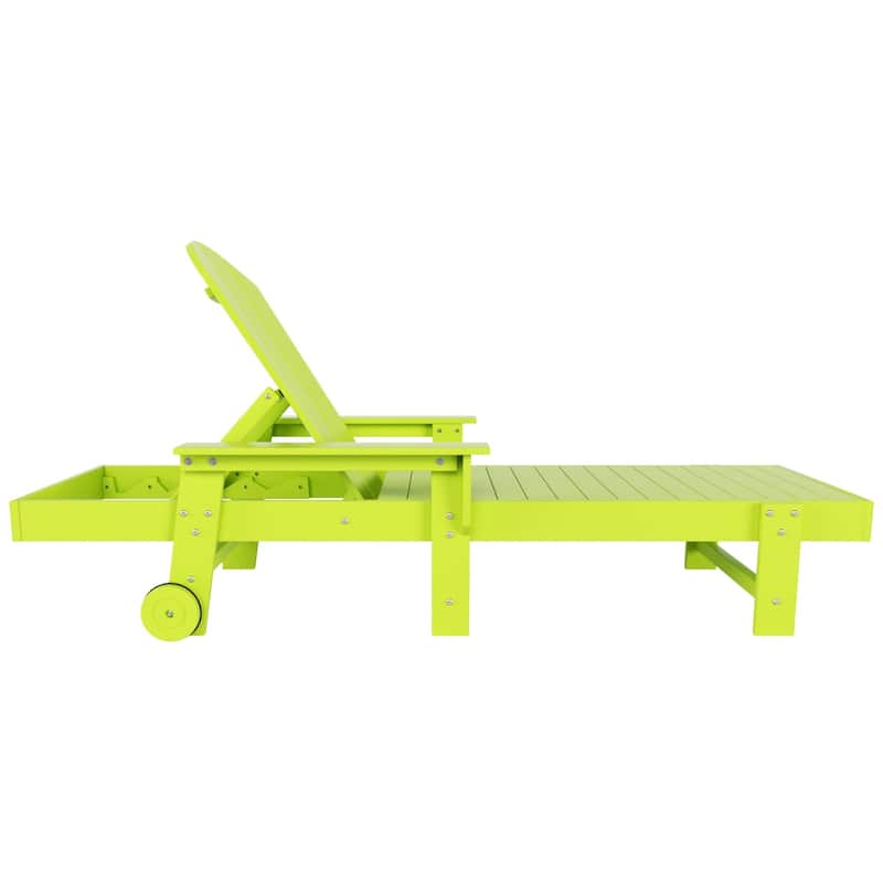 Polytrends Laguna Hdpe All Weather Outdoor Patio Pool Reclining Chaise Lounge With Arms And Wheels