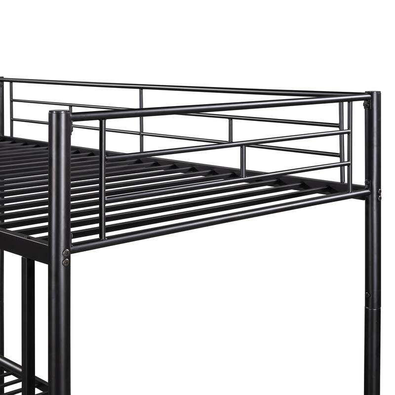 Twin Over Twin Metal Bunk Bed in Black with Space-Saving Design
