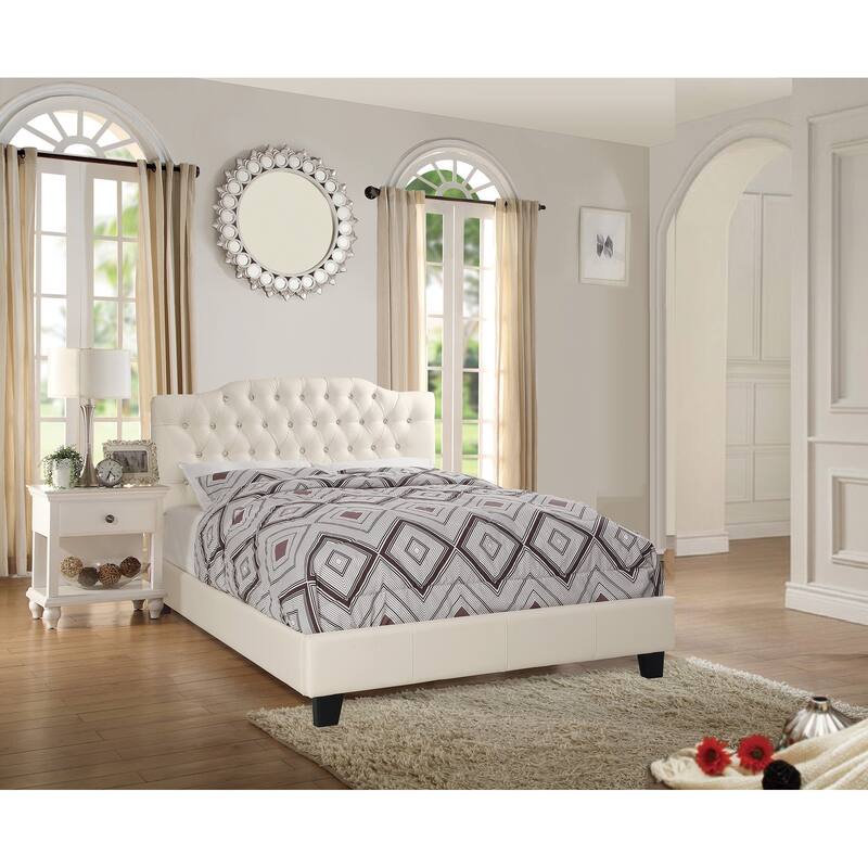 Traditional Style 3pc Bed 2x Nightstand Set Round Knobs Bun Feets Off White Finish Bedroom Furniture