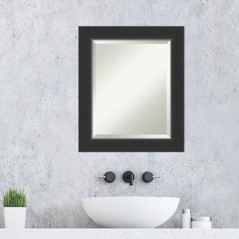 Beveled Wood Bathroom Wall Mirror - Corvino Black Frame