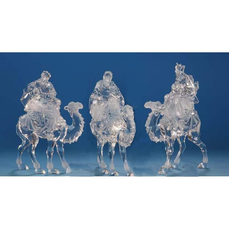 6 Icy Crystal Religious Christmas Kings on Camels Nativity Figures 12"