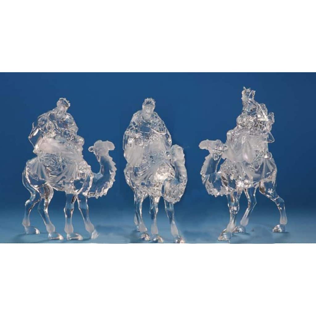 6 Icy Crystal Religious Christmas Kings on Camels Nativity Figures 12"