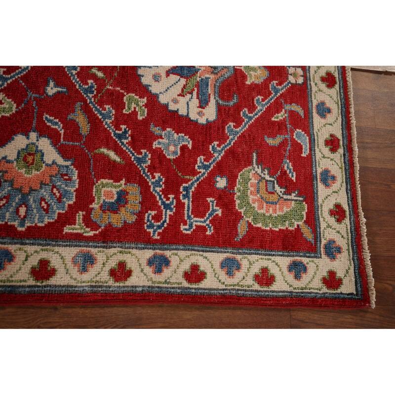 Red Kazak Runner Rug Handmade Traditional Wool Carpet - 2'9" x 9'8"