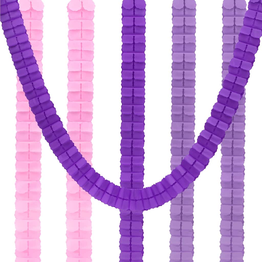 6Pcs 9.8ft Four-Leaf Paper Flower Garland Hanging Streamers 3 Color