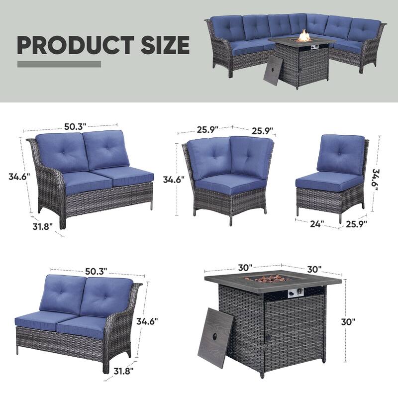 Gymojoy Wicker Outdoor Patio Furniture Sets with Fire Pit Table