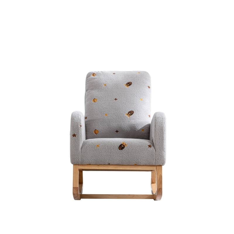 Mid Century Accent Rocker Armchair With Side Pocket