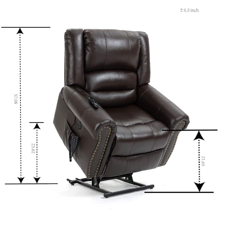Genuine Leather Power Lift Recliner Chair Heat Massage