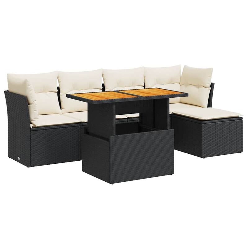 vidaXL Garden Sofa Set Black, Cream White - 21.7 x 39.4 x 28.7