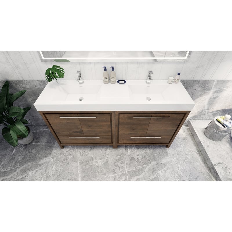 Dove 72'' Freestanding Vanity with Double Reinforced Acrylic Sink