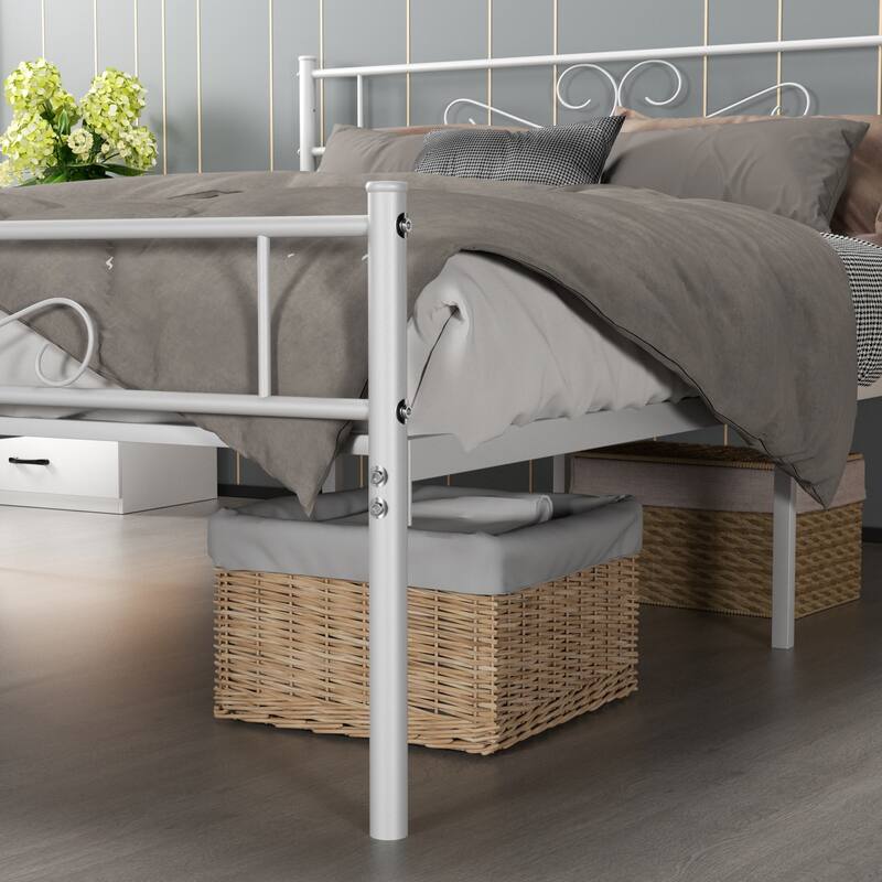 Javlergo Modern Metal Platform Bed Frame with Headboard and Footboard