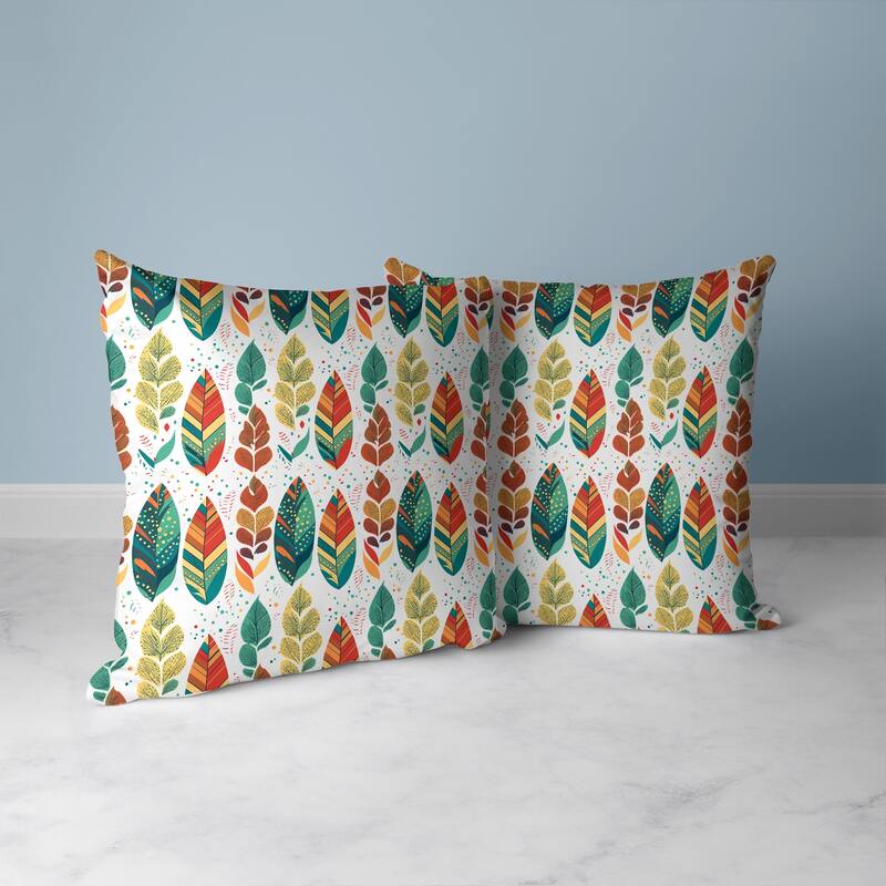 Tribal Leafy Treasures Faux Suede Reversible Throw Pillow Multi