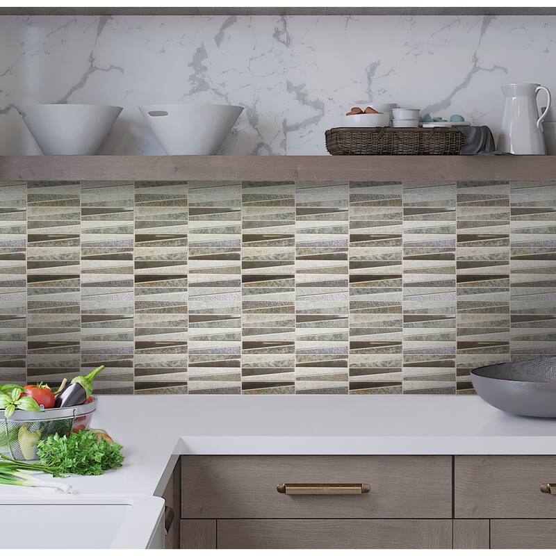 Apollo tile 12" x 12" Metropolis Polished Textured Gray Glass Stone Tile (4.83 sq ft/case) - 5 Pack