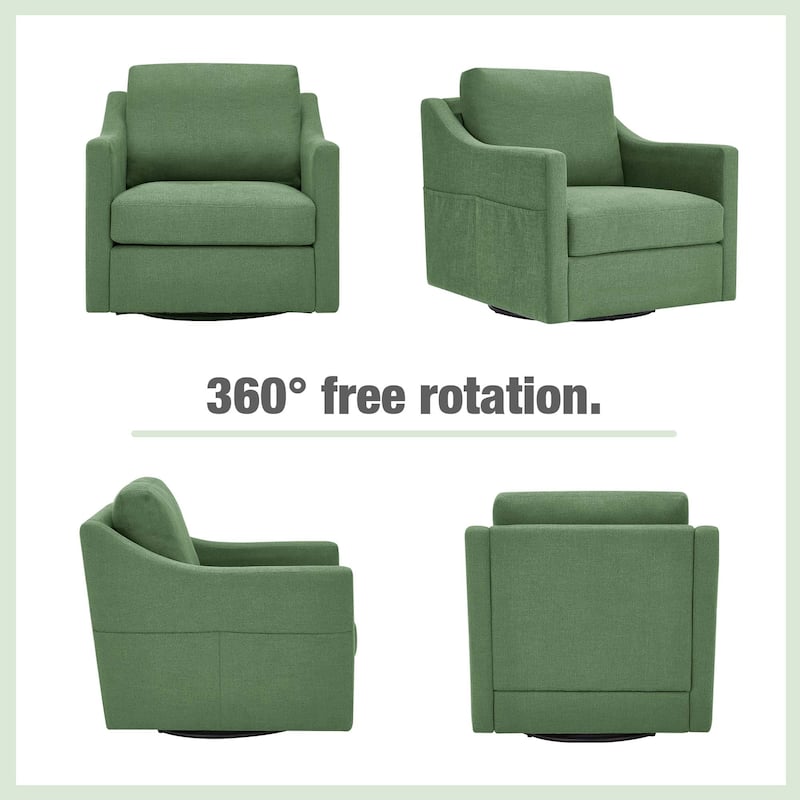 Swivel Accent Chair - Modern Linen Armchair with Removable Cover for Living Room & Reception