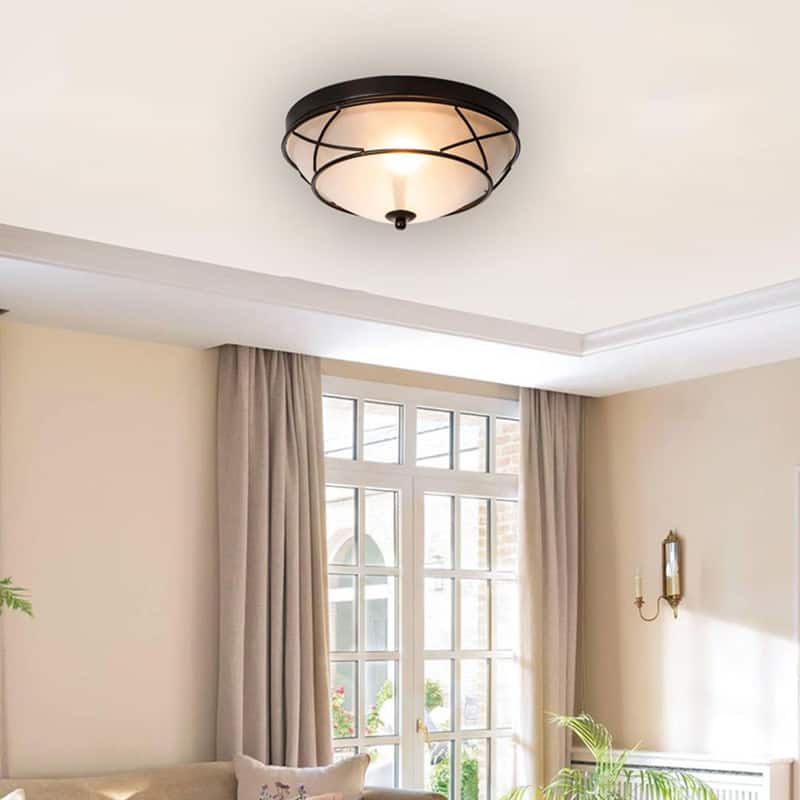 2 Light kitchen light fixtures black bronze lights ceiling led glass, metal flush mount light - N/A