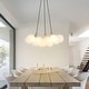preview thumbnail 3 of 8, JONATHAN Y Rhys 24" 3-Light Mid-Century Glam Frosted Glass Orb LED Chandelier, White/Brushed Nickel