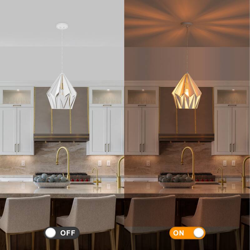 Industrial Geometric Metal Pendant Light Hanging Kitchen Fixture - Dia.12-in