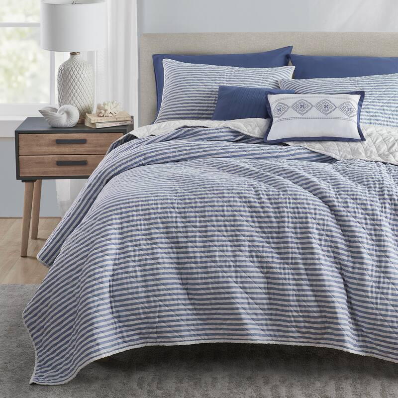 Wonderful 5 Piece Striped Coverlet Set