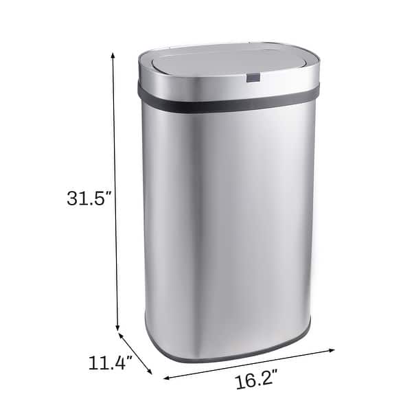 dimension image slide 0 of 2, Innovaze 18 Gallon Stainless Steel Motion Sensor Trash Can for Kitchen