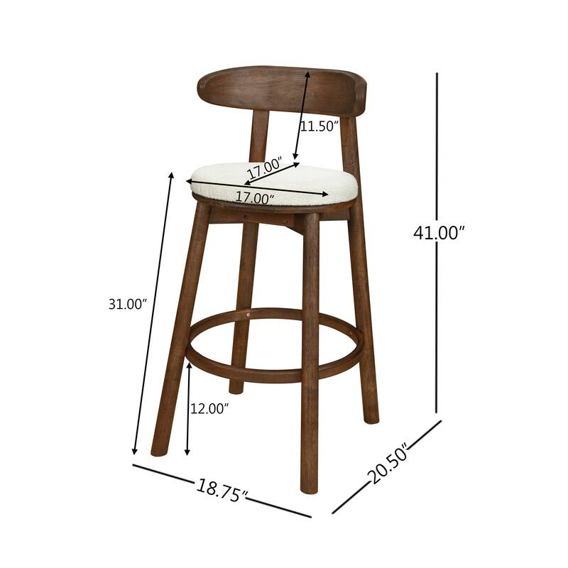 Christopher Knight Home - Ashley Contemporary Upholstered Round Cushion Bar Stools with Rubberwood Frame, Set of 2